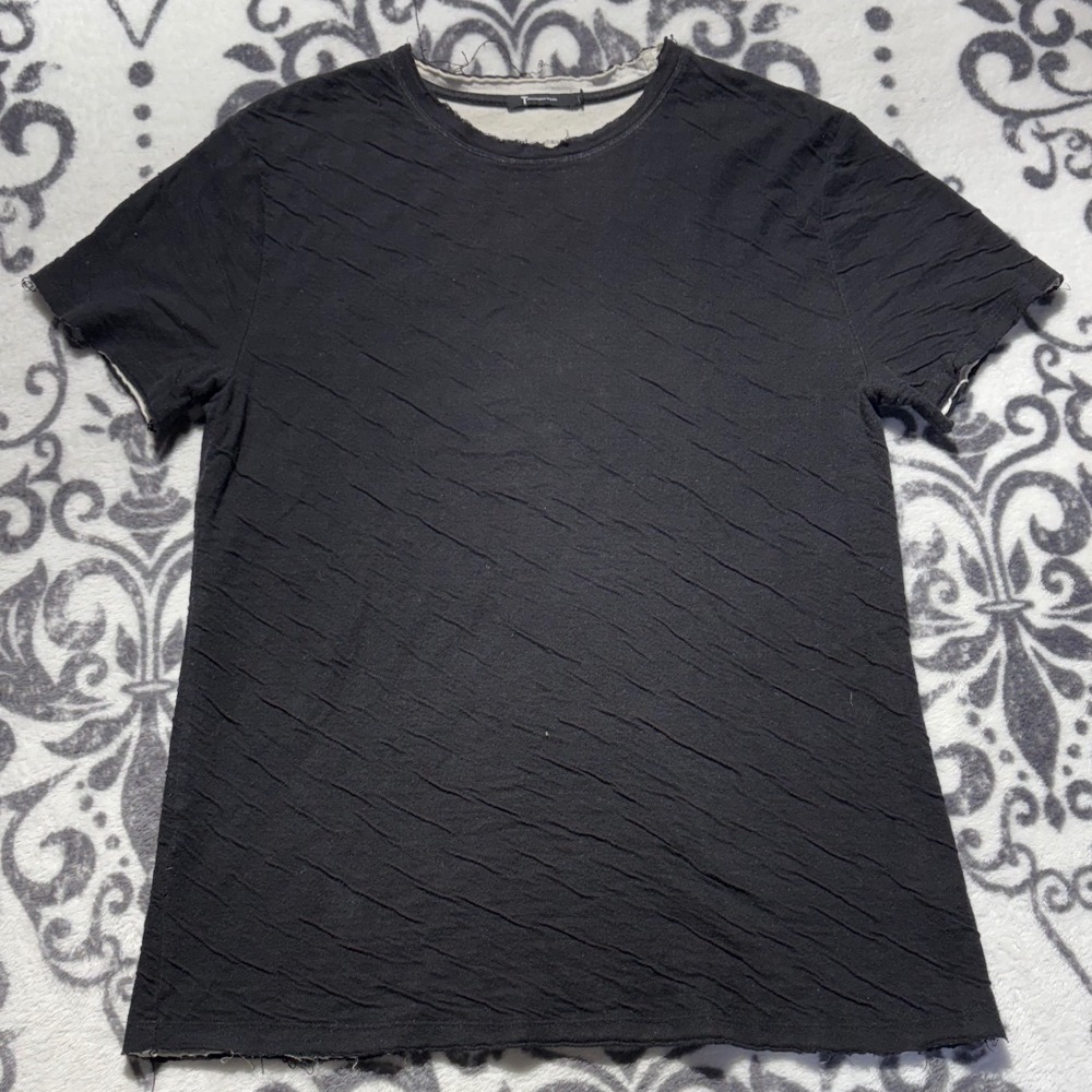 T by Alexander Wang Black Textured Distressed Crewneck T Shirt Mens M